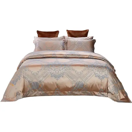 Duvet Cover Set - 6 Piece Set Jacquard King Size Bedding by Dolce Mela Photo 8