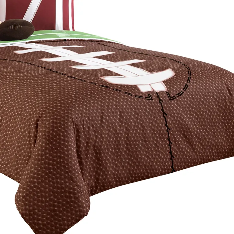 5 Piece Twin Comforter Set with Football Field Print Photo 2