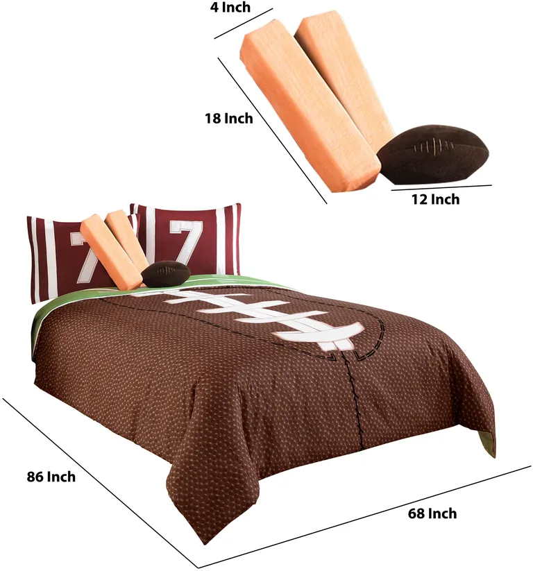 5 Piece Twin Comforter Set with Football Field Print Photo 5