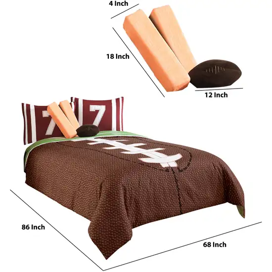 5 Piece Twin Comforter Set with Football Field Print Photo 5