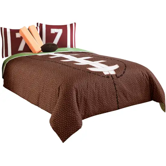 5 Piece Twin Comforter Set with Football Field Print Photo 1