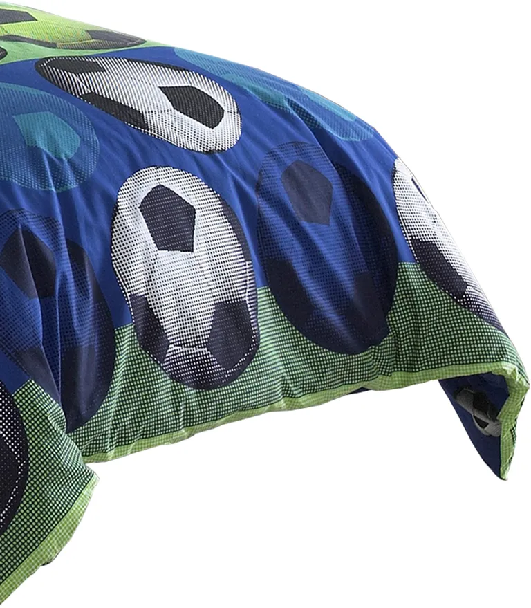 3 Piece Twin Size Comforter Set with Soccer Theme Photo 2