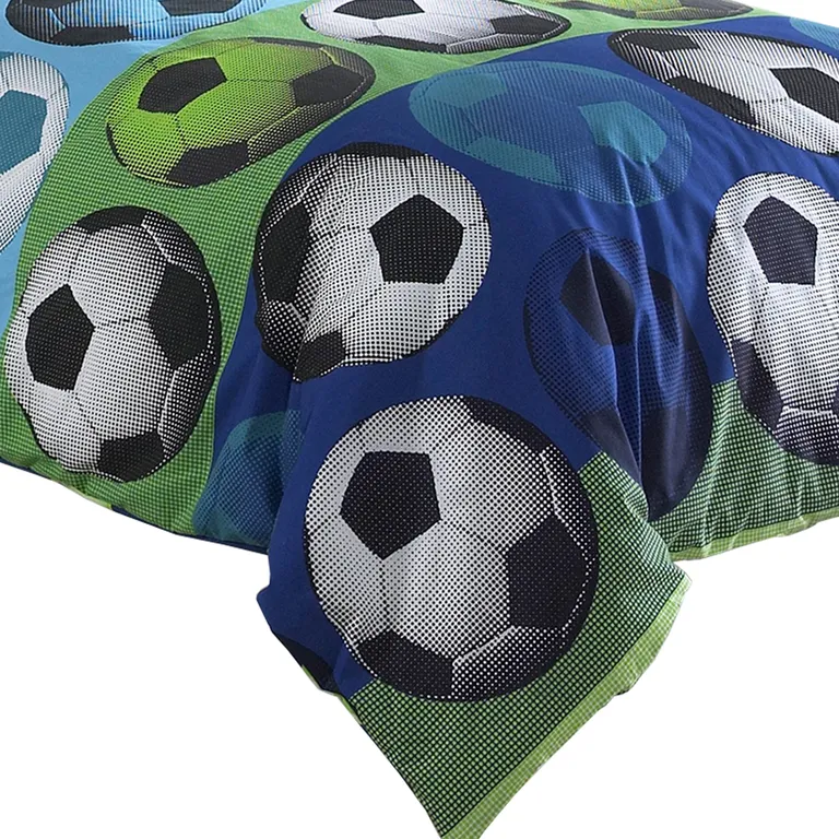 3 Piece Twin Size Comforter Set with Soccer Theme Photo 3