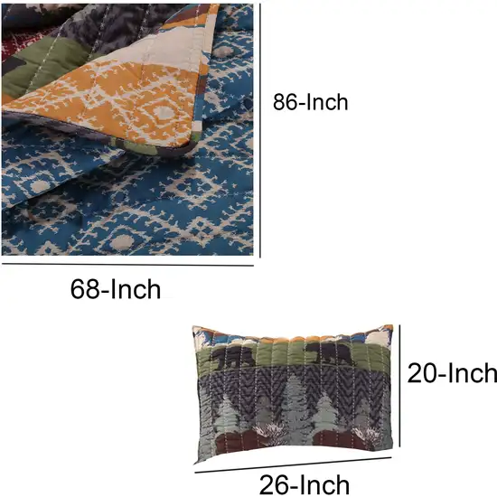 2 Piece Twin Size Quilt Set with Nature Inspired Print Photo 4