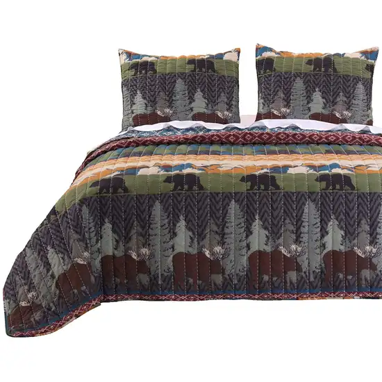 2 Piece Twin Size Quilt Set with Nature Inspired Print Photo 1