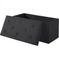 Photo of 30-in Black Linen Upholstered Bedroom Living Room Entryway Storage Bench Ottoman