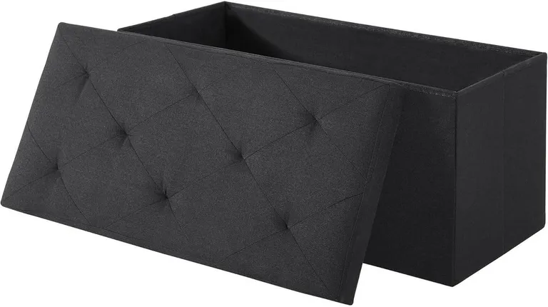 30-in Black Linen Upholstered Bedroom Living Room Entryway Storage Bench Ottoman Photo 1