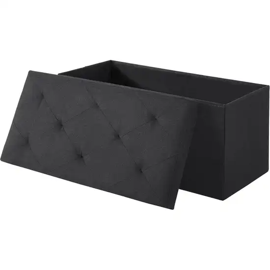 30-in Black Linen Upholstered Bedroom Living Room Entryway Storage Bench Ottoman Photo 1