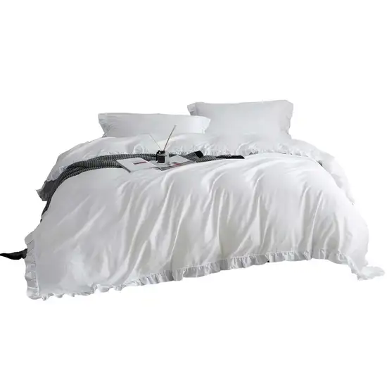 DM807Q | Queen Size 6 piece Duvet Cover Set Ruffled Bedding 100% Cotton Photo 16