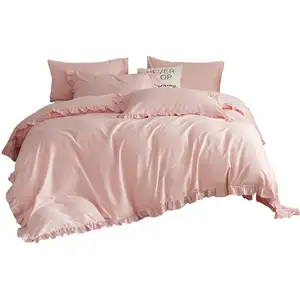 Photo of 6 piece Duvet Cover Set Ruffled Bedding 100% Cotton