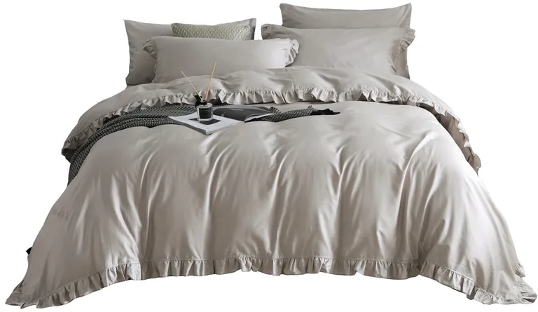 6 piece Duvet Cover Set Ruffled Bedding 100% Cotton Photo 1