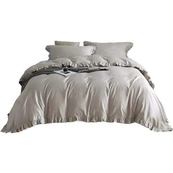 DM809T | Twin Size 4 piece Duvet Cover Set Ruffled Bedding 100% Cotton Photo 1