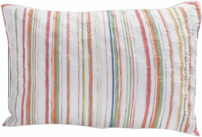 20 x 36 Cotton King Pillow Sham, Striped Pattern, Set of 2, Multicolor Photo 2