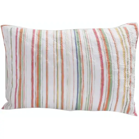 20 x 36 Cotton King Pillow Sham, Striped Pattern, Set of 2, Multicolor Photo 2