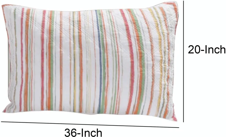 20 x 36 Cotton King Pillow Sham, Striped Pattern, Set of 2, Multicolor Photo 4