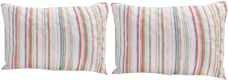 20 x 36 Cotton King Pillow Sham, Striped Pattern, Set of 2, Multicolor Photo 1