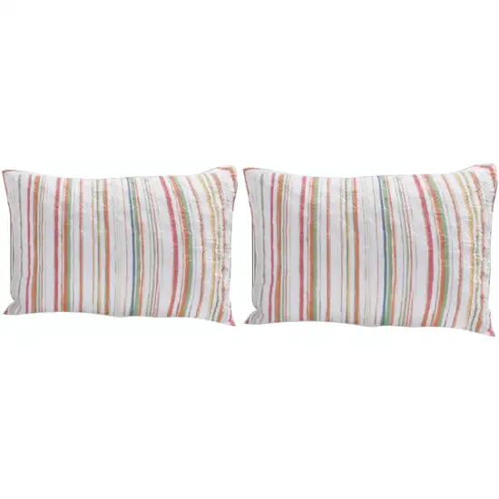 20 x 36 Cotton King Pillow Sham, Striped Pattern, Set of 2, Multicolor Photo 1