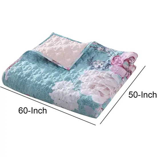 50 x 60 Inch Microfiber Throw Blanket, Floral Print Photo 4