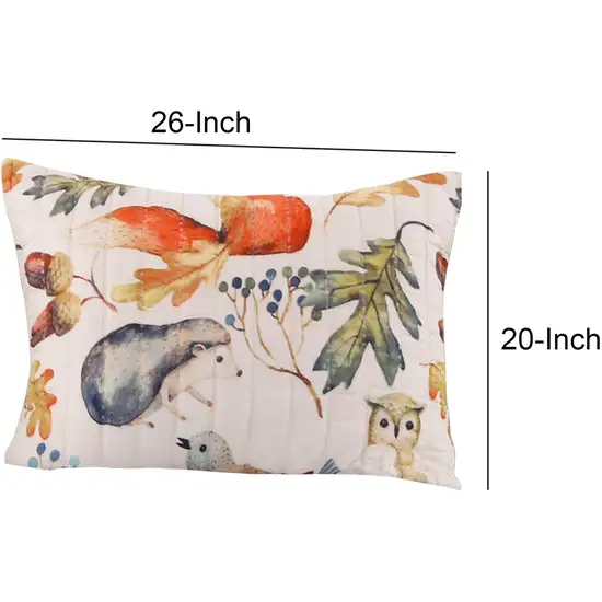 26 x 20 Inches Standard Pillow Sham with Fox and Owl Print Photo 4