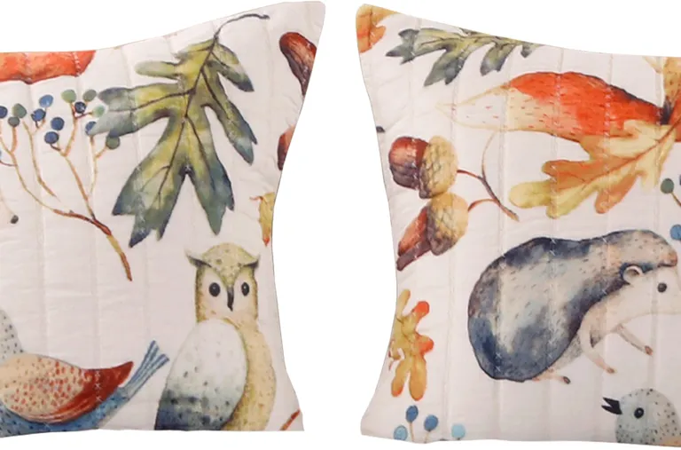 26 x 20 Inches Standard Pillow Sham with Fox and Owl Print Photo 3
