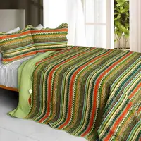 Photo of A Long Summer - 3PC Cotton Contained Vermicelli-Quilted Patchwork Quilt Set (Full/ Size)