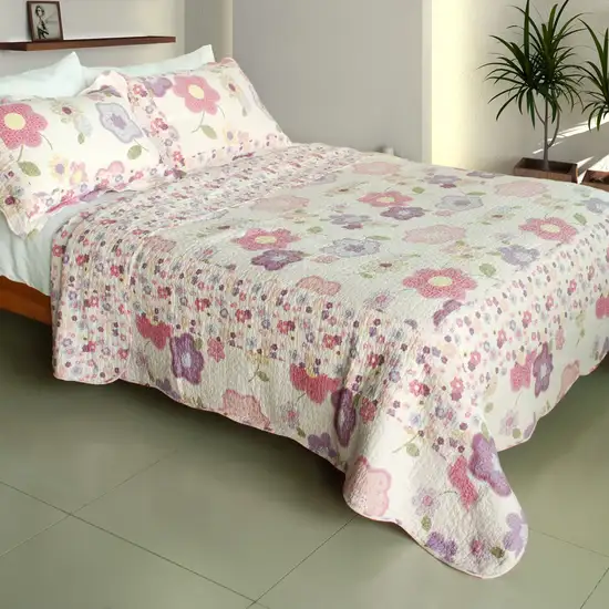 Affectation Style -  100% Cotton 3PC Vermicelli-Quilted Patchwork Quilt Set (Full/Queen Size) Photo