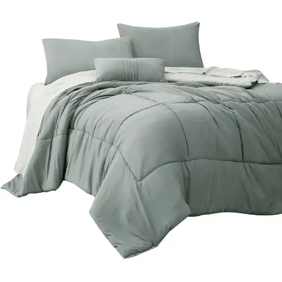 Alice 8 Piece King Comforter Set, Reversible, Soft Sage By The Urban Port Photo 1