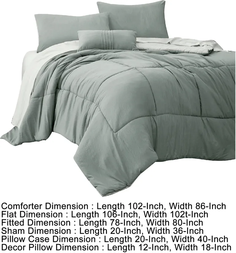 Alice 8 Piece King Comforter Set, Reversible, Soft Sage By The Urban Port Photo 5