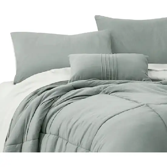 Alice 8 Piece King Comforter Set, Reversible, Soft Sage By The Urban Port Photo 2