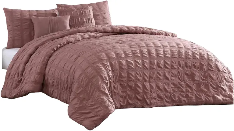 Alice 5 Piece King Comforter Set, Textured, The Urban Port Photo 1