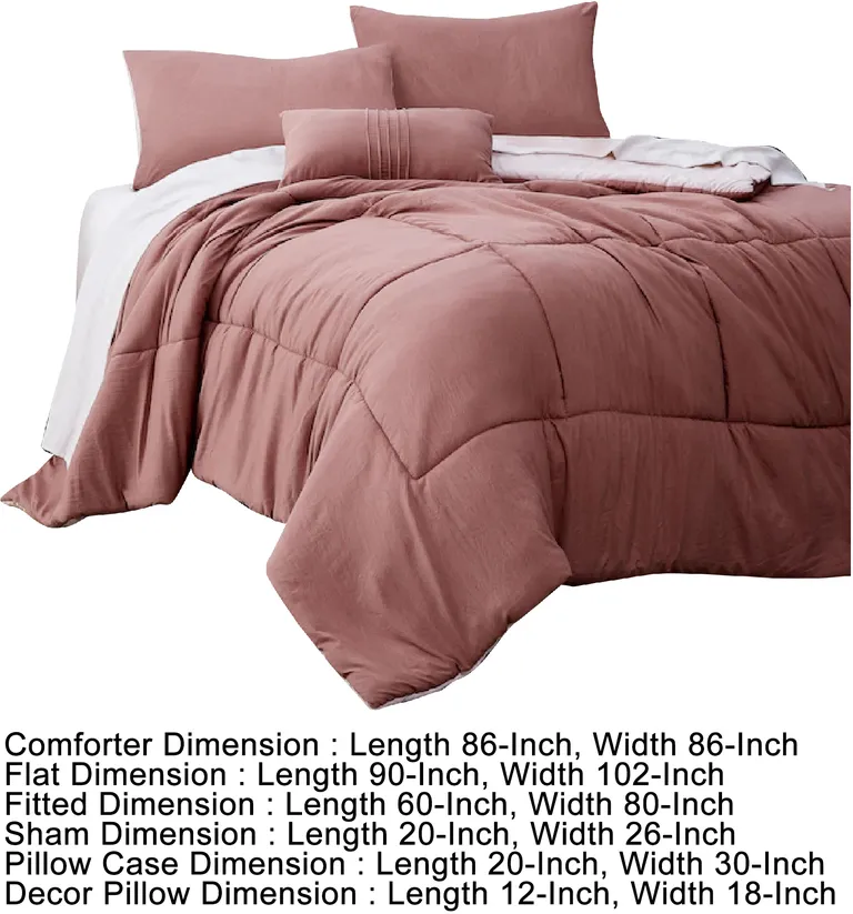 Alice 8 Piece Queen Comforter Set, Reversible, Soft Rose By The Urban Port Photo 5