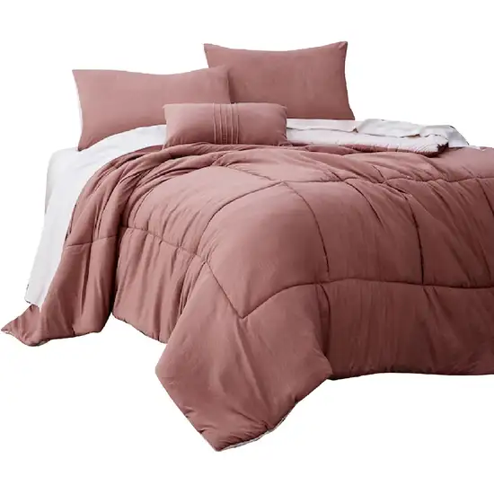 Alice 8 Piece Queen Comforter Set, Reversible, Soft Rose By The Urban Port Photo 1