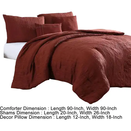 Alice 5 Piece Textured Microfiber Queen Comforter Set, The Urban Port, Red Photo 5