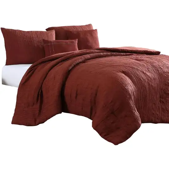 Alice 5 Piece Textured Microfiber Queen Comforter Set, The Urban Port, Red Photo 1