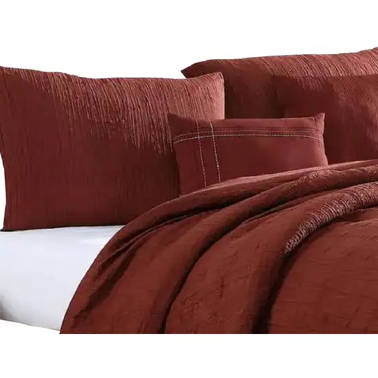 Alice 5 Piece Textured Microfiber Queen Comforter Set, The Urban Port, Red Photo 2