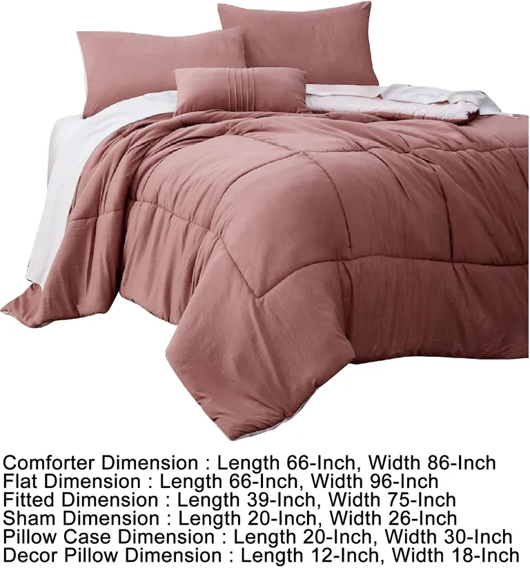 Alice 6 Piece Twin Comforter Set, Reversible, Soft Rose By The Urban Port Photo 5