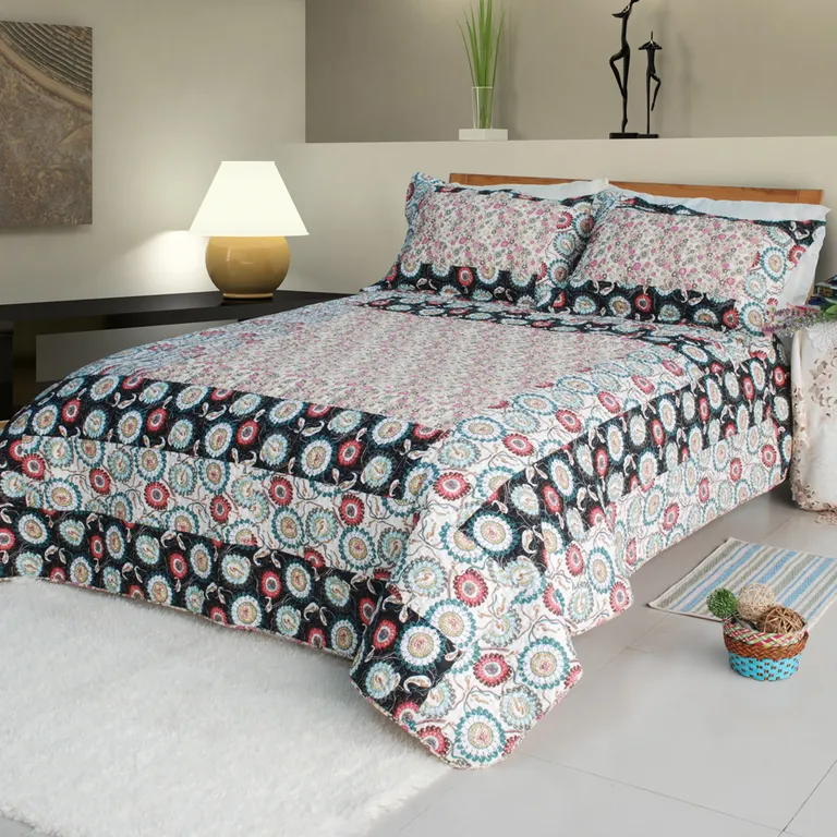 Alice and Flower - 100% Cotton 2PC Floral Vermicelli-Quilted Patchwork Quilt Set ( Size) Photo 1