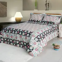 Photo of Alice and Flower - 100% Cotton 2PC Floral Vermicelli-Quilted Patchwork Quilt Set ( Size)