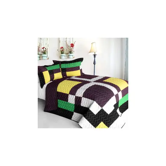 Alocasia - 3PC Vermicelli - Quilted Patchwork Quilt Set (Full/ Size) Photo 2