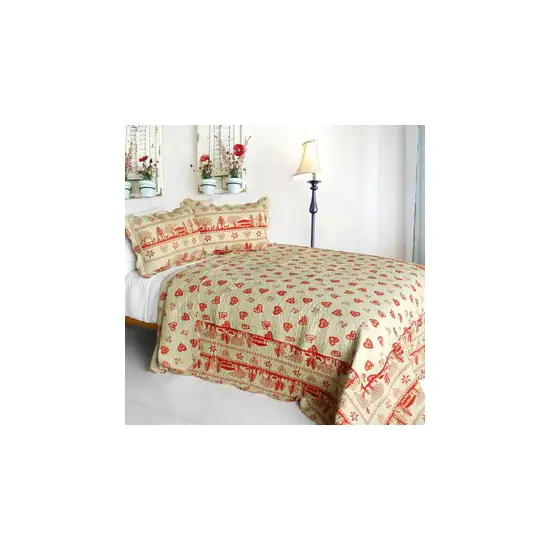 Amelie - 3PC Cotton Contained Vermicelli-Quilted Patchwork Quilt Set (Full/ Size) Photo 1