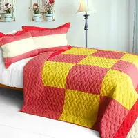 Photo of Anna love - 3PC Vermicelli-Quilted Patchwork Quilt Set (Full/Queen Size)