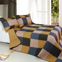 Photo of Antique Chic - 3PC Vermicelli-Quilted Patchwork Quilt Set (Full/Queen Size)
