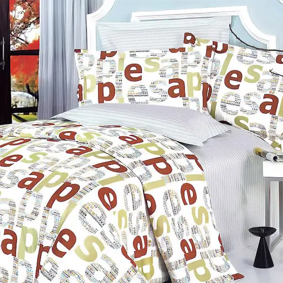 Apple Letter -  100% Cotton 5PC Comforter Set (Full Size) Photo 1