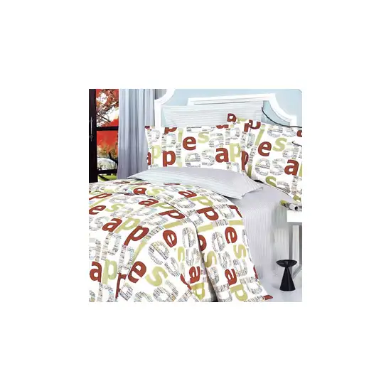 Apple Letter -  100% Cotton 5PC Comforter Set (Queen Size) Photo 2