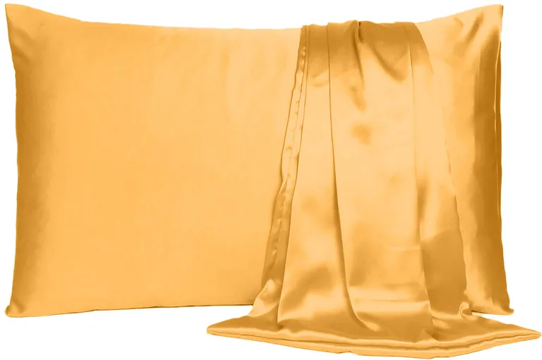 Apricot Dreamy Set Of 2 Silky Satin Standard Pillowcases Photo 1