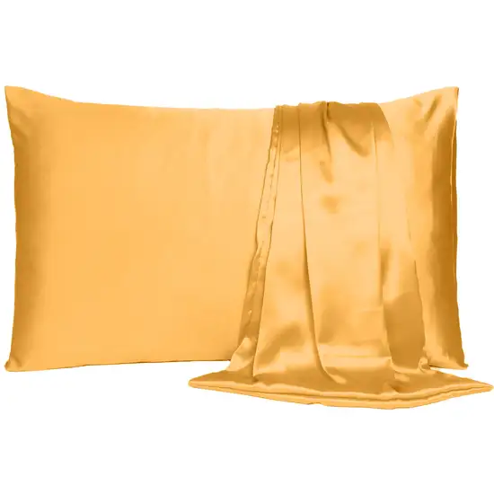 Apricot Dreamy Set Of 2 Silky Satin Standard Pillowcases Photo 1