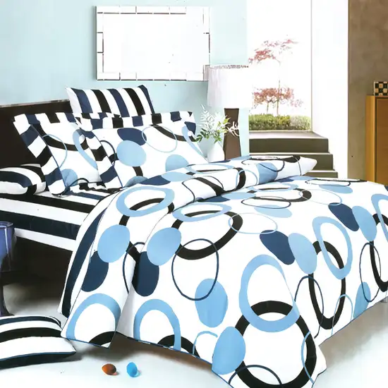 Artistic Blue -  100% Cotton 2PC Mini Comforter Cover/Duvet Cover Set (Twin Size) Photo 1