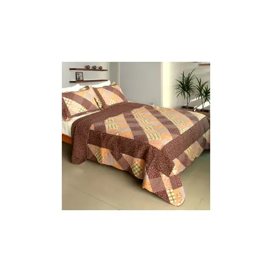 Artistic Chic -  100% Cotton 3PC Vermicelli-Quilted Patchwork Quilt Set (Full/Queen Size) Photo 2