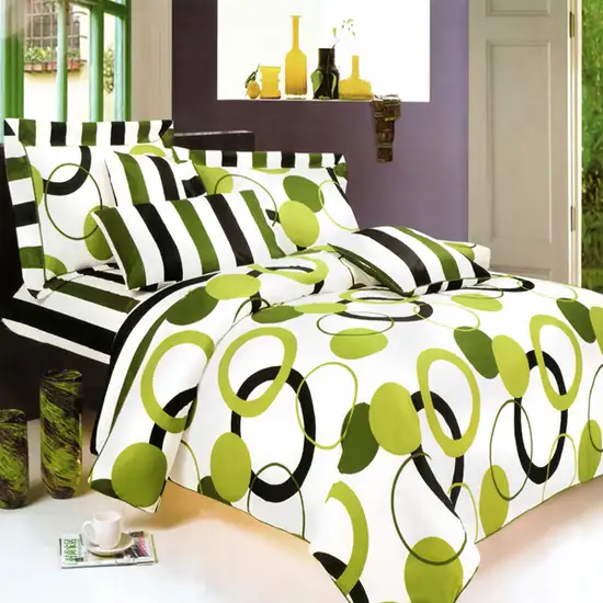 Artistic Green -  100% Cotton 3PC Sheet Set (Twin Size) Photo 1