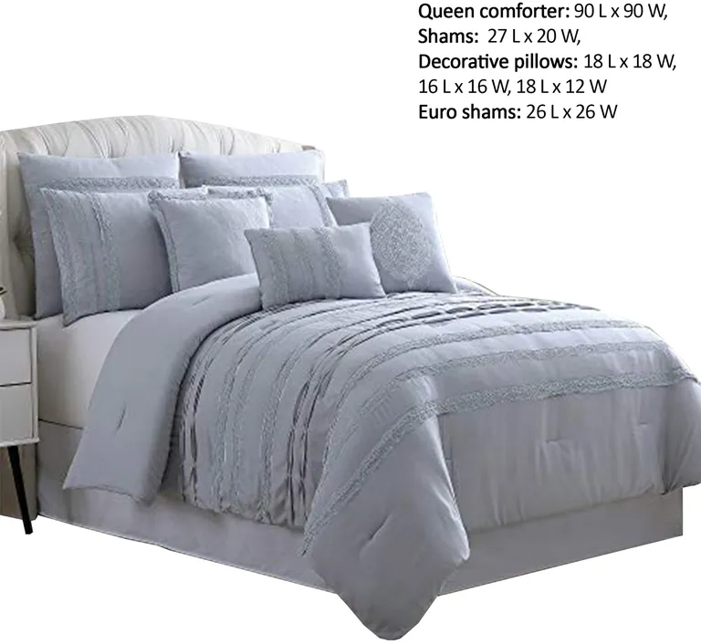 Assisi 8 Piece Queen Comforter Set with Reverse Pleats and Lace The Urban Port Photo 2